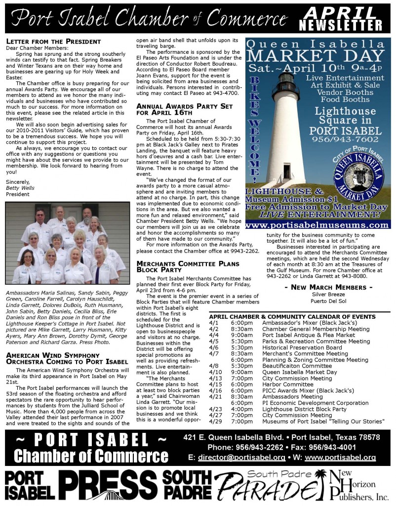 Port Isabel Chamber of Commerce l April Newsletter online