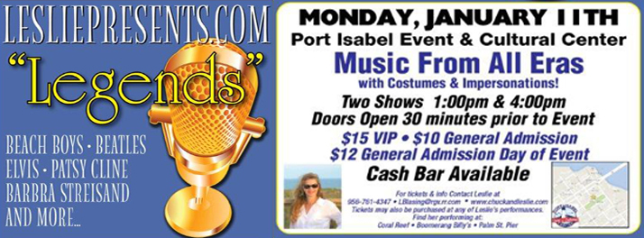 Leslie Blasing to perform at the Port Isabel Event & Cultural Center on January 11.
