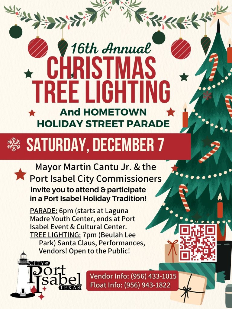 16th Annual Christmas Tree Lighting & Hometown Holiday Parade. Downtown Port Isabel.